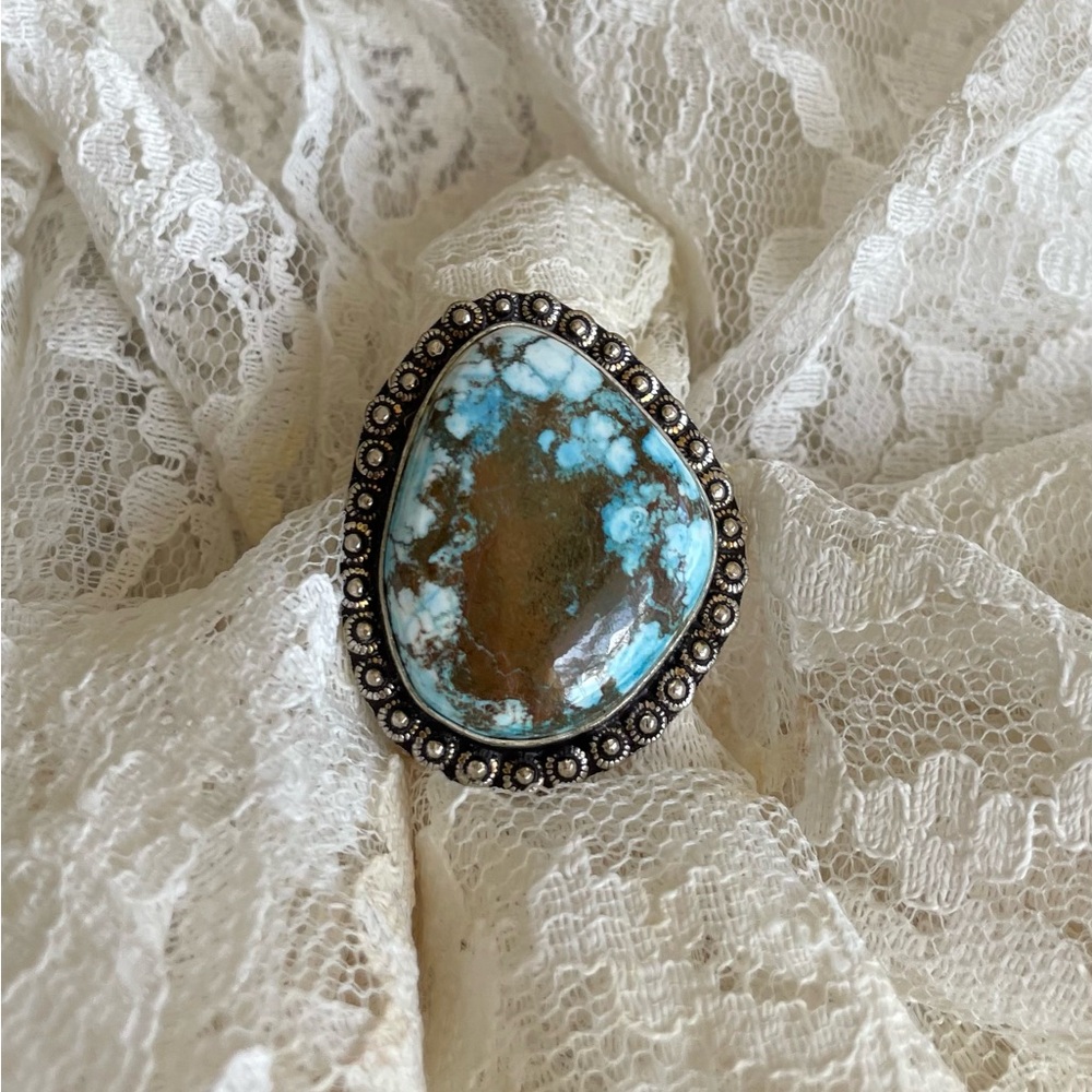 Sterling Silver Plated Semi Precious Blue Stone Ring
7.5”-8” - Picture 4 of 5